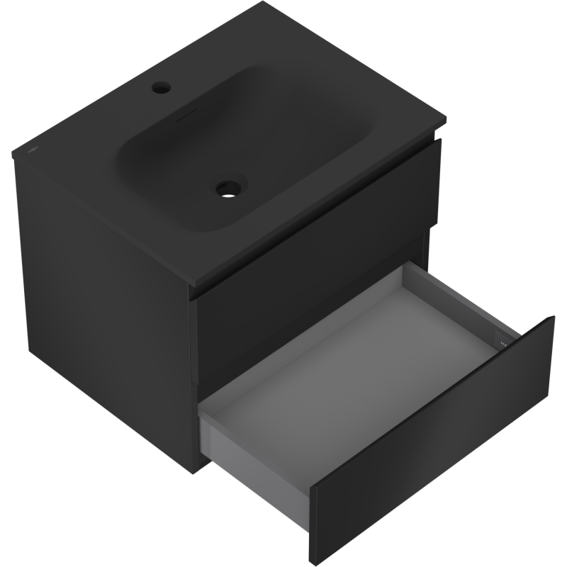 Mexen Orio шкаф за баня 60 см с мивка Vela, 2 чекмеджета, черен мат - 91A10-06047-2-BFF71-W23M71