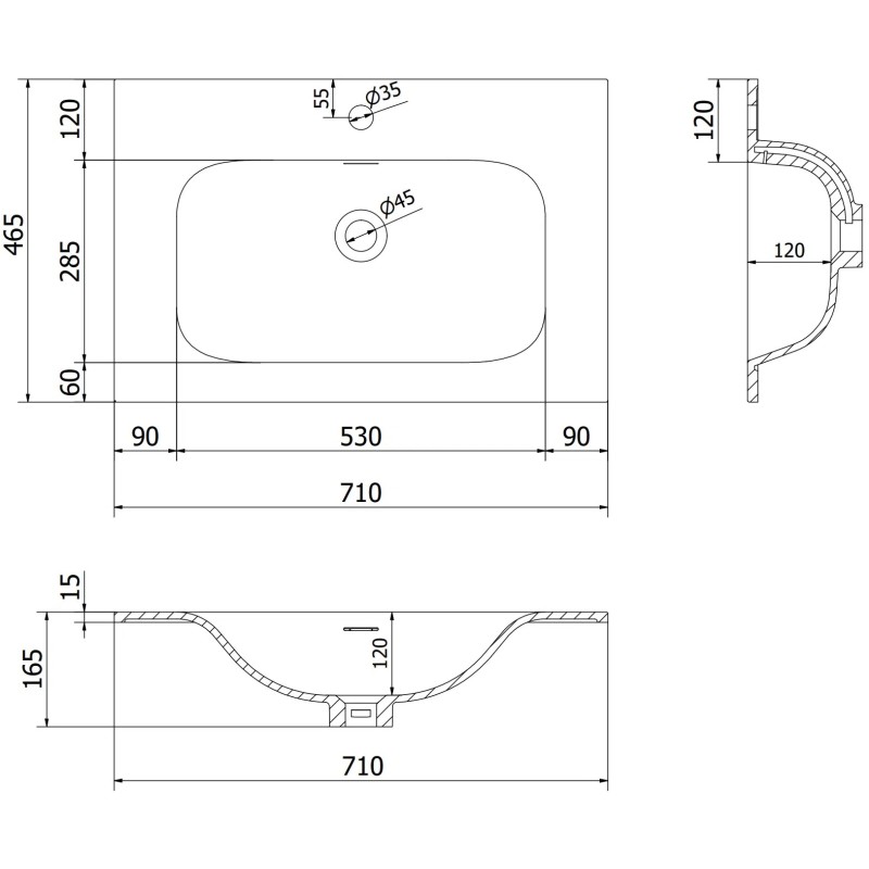 Mexen Orio баня шкаф 70 cm с мивка Vela, 2 чекмеджета, бял гланц - 91A10-07047-2-BFF00-W23M00