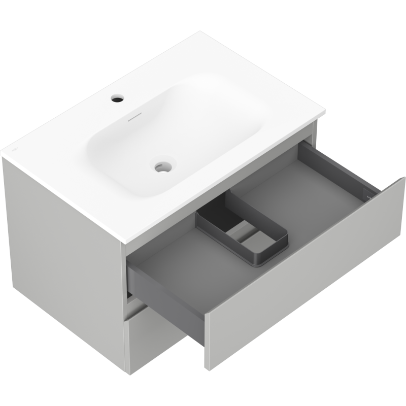 Mexen Orio шкафче за баня 70 см с мивка Vela, 2 чекмеджета, сив мат/бял мат - 91A10-07047-2-BFF62-W23M01