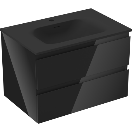 Mexen Orio шкаф за баня 70 cm с мивка Vela, 2 чекмеджета, черен гланц/черен мат - 91A10-07047-2-BFF70-W23M71