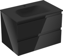 Mexen Orio шкаф за баня 70 cm с мивка Vela, 2 чекмеджета, черен гланц/черен мат - 91A10-07047-2-BFF70-W23M71