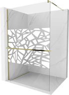 Mexen Kioto+ душова стена с рафт Walk-in 120 x 200 см, бял модел, златен - 800-120-121-50-85