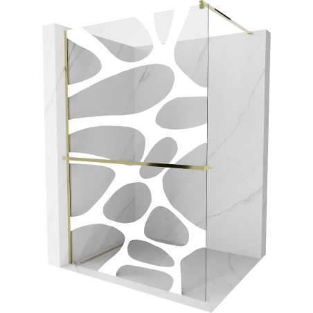 Mexen Kioto+ стена за душ с Shelf Walk-in 80 x 200 см, бял модел, златист - 800-080-121-50-97