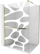 Mexen Kioto+ стена за душ с Shelf Walk-in 80 x 200 см, бял модел, златист - 800-080-121-50-97