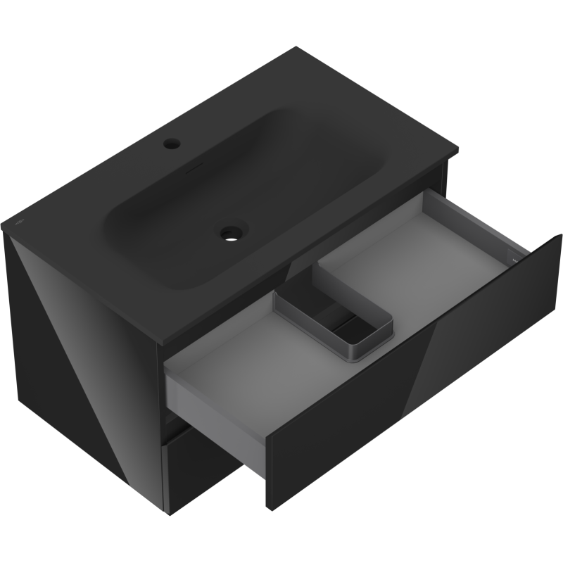 Mexen Orio баня 80 см с мивка Vela, 2 чекмеджета, черен гланц/черен мат - 91A10-08047-2-BFF70-W23M71