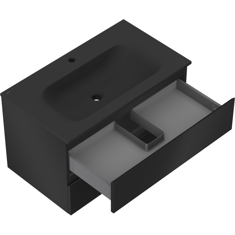 Mexen Orio шкаф за баня 80 см с мивка Vela, 2 чекмеджета, черна мат - 91A10-08047-2-BFF71-W23M71