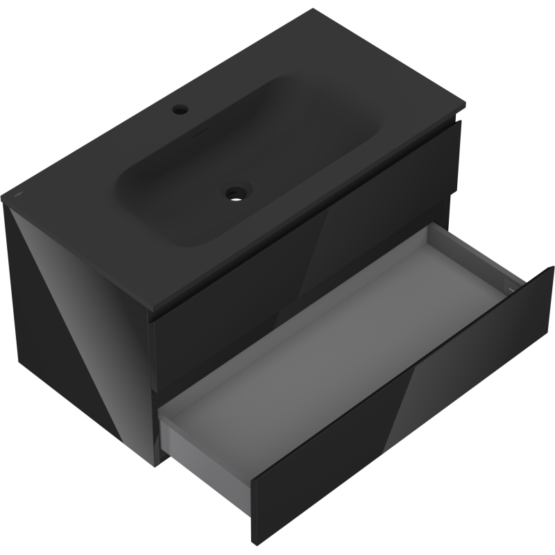 Mexen Orio баня шкаф 90 см с мивка Vela, 2 чекмеджета, черен гланц/черен мат - 91A10-09047-2-BFF70-W23M71