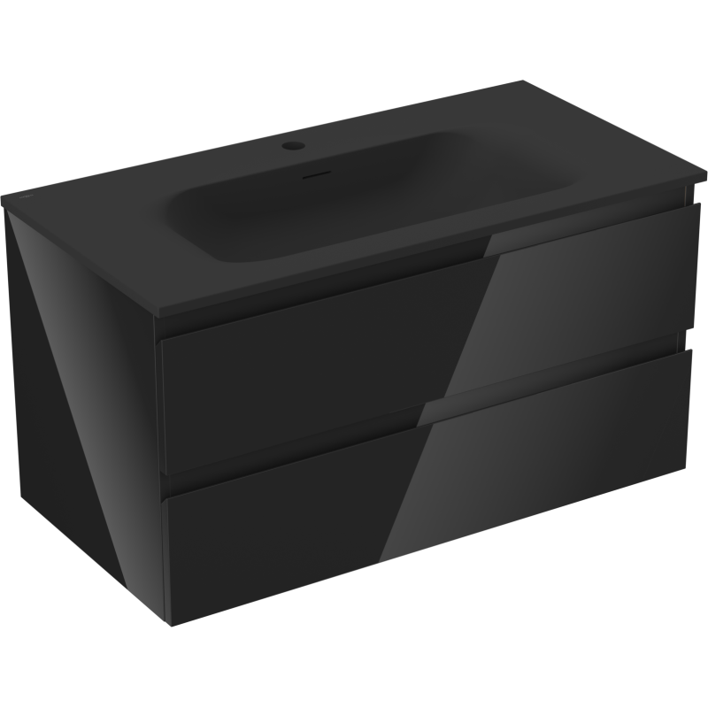Mexen Orio баня шкаф 90 см с мивка Vela, 2 чекмеджета, черен гланц/черен мат - 91A10-09047-2-BFF70-W23M71
