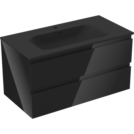 Mexen Orio баня шкаф 90 см с мивка Vela, 2 чекмеджета, черен гланц/черен мат - 91A10-09047-2-BFF70-W23M71