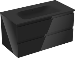 Mexen Orio баня шкаф 90 см с мивка Vela, 2 чекмеджета, черен гланц/черен мат - 91A10-09047-2-BFF70-W23M71