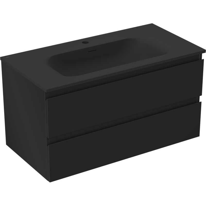 Mexen Orio шкаф за баня 90 см с мивка Vela, 2 чекмеджета, черен мат - 91A10-09047-2-BFF71-W23M71
