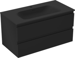 Mexen Orio шкаф за баня 90 см с мивка Vela, 2 чекмеджета, черен мат - 91A10-09047-2-BFF71-W23M71