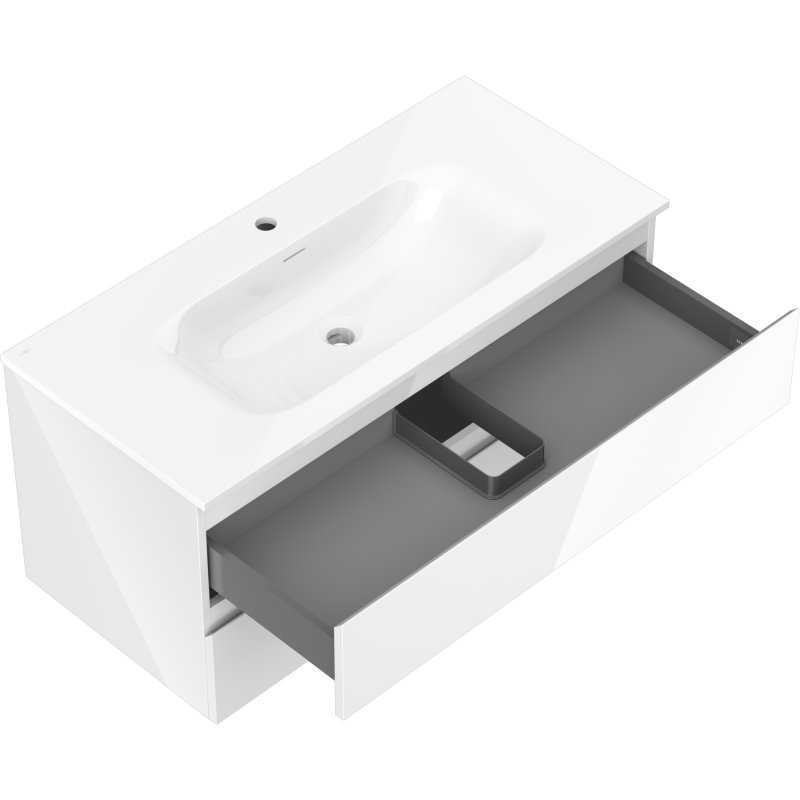 Mexen Orio шкаф за баня 100 см с мивка Vela, 2 чекмеджета, бял гланц - 91A10-10047-2-BFF00-W23M00