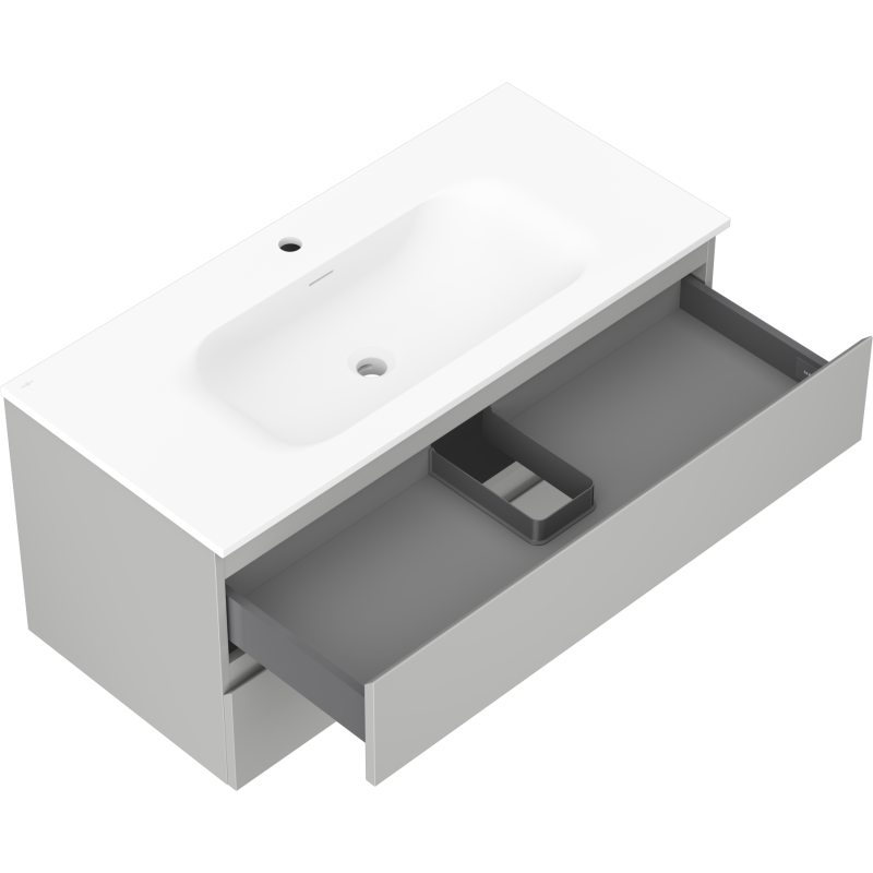 Mexen Orio шкаф за баня 100 см с мивка Vela, 2 чекмеджета, сив мат/бял мат - 91A10-10047-2-BFF62-W23M01