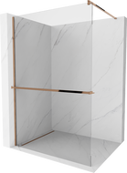 Mexen Kioto+ душова стена с рафт Walk-in 100 x 200 см, прозрачна, розово злато - 800-100-121-60-00
