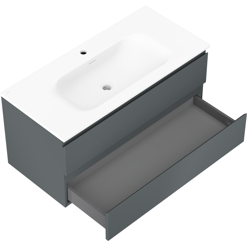 Mexen Orio шкаф за баня 100 см с мивка Vela, 2 чекмеджета, графит мат/бял мат - 91A10-10047-2-BFF66-W23M01