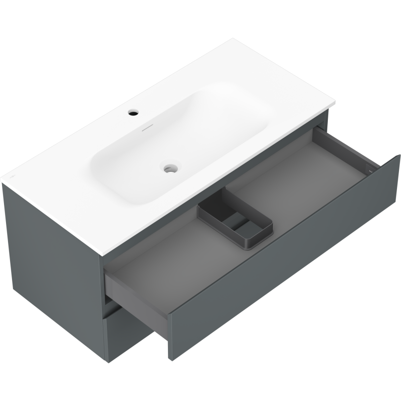 Mexen Orio шкаф за баня 100 см с мивка Vela, 2 чекмеджета, графит мат/бял мат - 91A10-10047-2-BFF66-W23M01