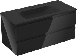 Mexen Orio шкаф за баня 100 см с мивка Vela, 2 чекмеджета, черен гланц/черен мат