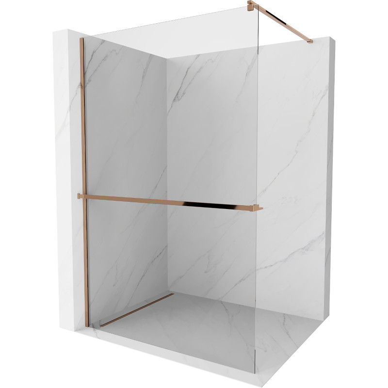 Mexen Kioto+ душ кабина с рафт Walk-in 120 x 200 см, прозрачна, розово злато