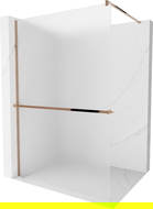 Mexen Kioto+ душова стена с полка Walk-in 100 x 200 см, матово стъкло, розово злато - 800-100-121-60-30