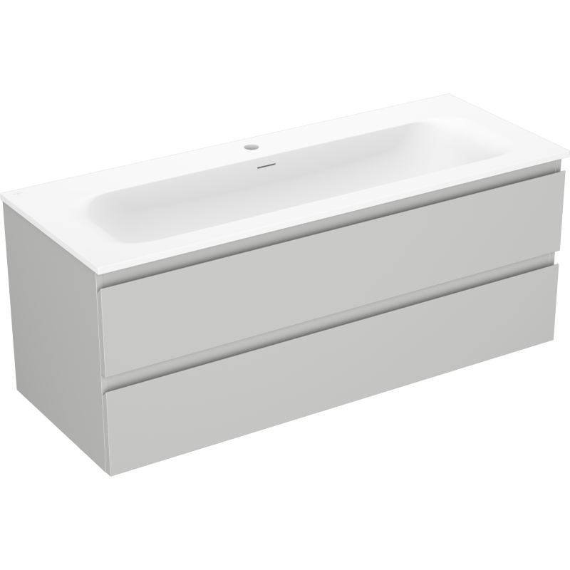 Mexen Orio шкаф за баня 120 см с мивка Vela, 2 чекмеджета, сив мат/бял мат