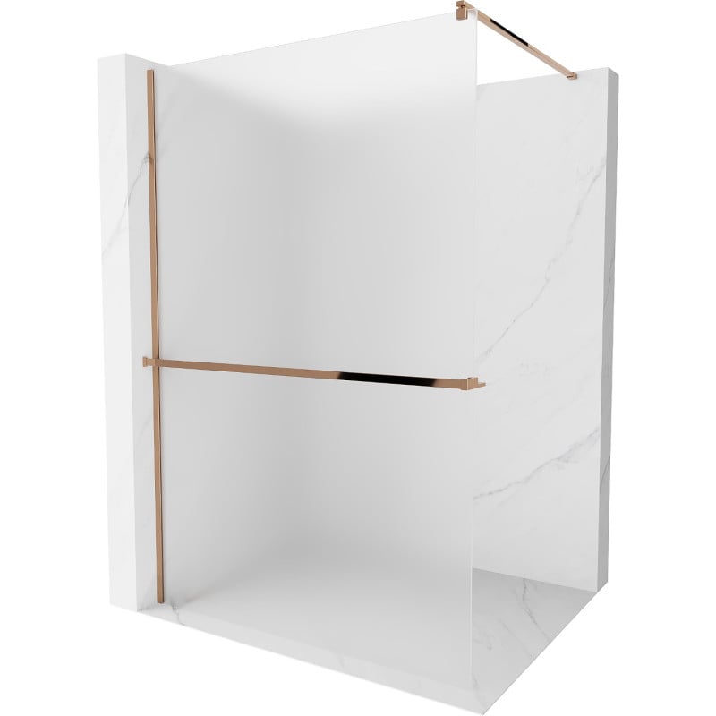 Mexen Kioto+ стена за душ с полка Walk-in 70 x 200 см, матово стъкло, розово злато - 800-070-121-60-30