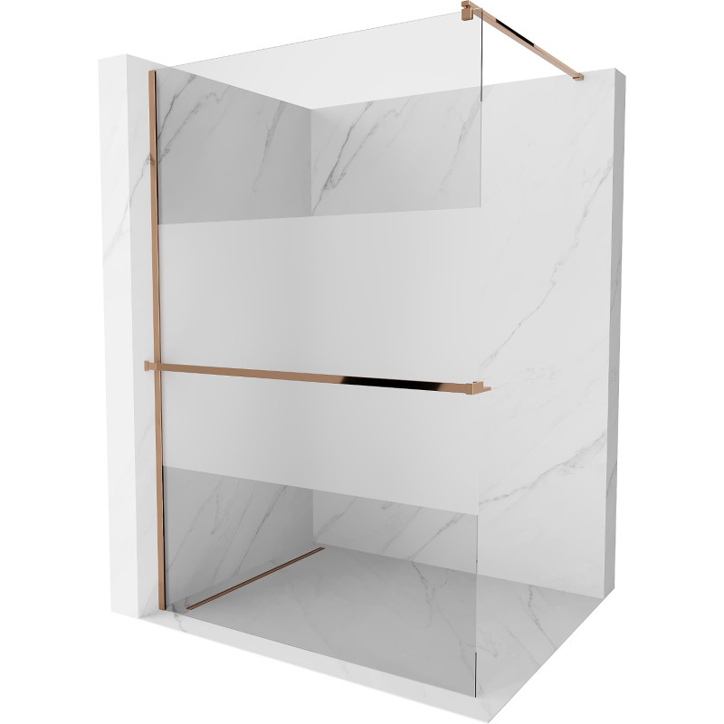 Mexen Kioto+ душ кабина с рафт Walk-in 80 x 200 см, прозрачно/матирано, розово злато