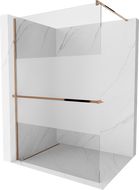 Mexen Kioto+ душ стенка с Walk-in рафт 100 x 200 см, прозрачен/матов, розово злато - 800-100-121-60-35