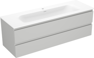 Mexen Orio шкаф за баня 140 см с мивка Vela, 2 чекмеджета, сив мат/бял мат