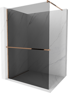 Mexen Kioto+ стъклена душ кабина със стена Walk-in 70 x 200 cm, графит, розово злато - 800-070-121-60-40