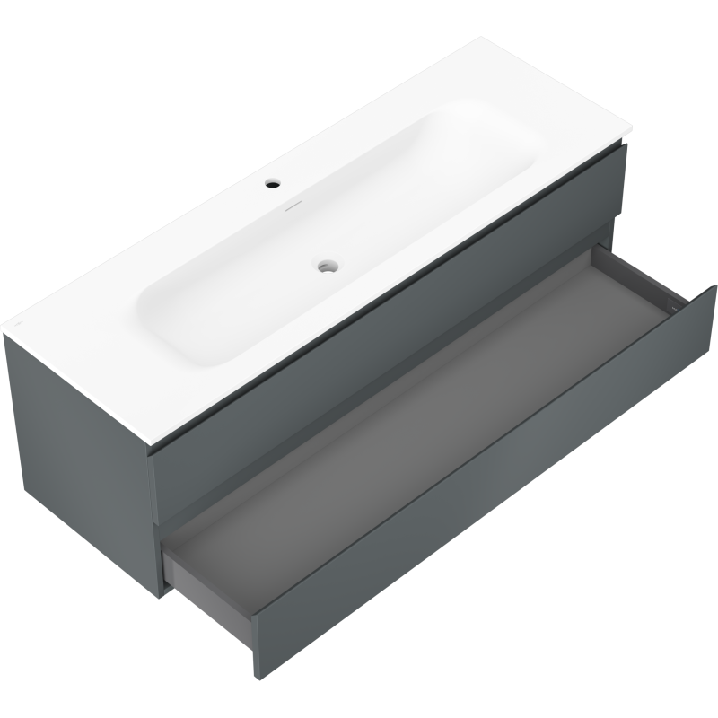 Mexen Orio шкаф за баня 140 см с мивка Vela, 2 чекмеджета, графит мат/бял мат - 91A10-14047-2-BFF66-W23M01