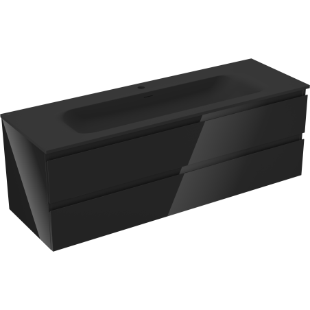 Mexen Orio шкаф за баня 140 см с мивка Vela, 2 чекмеджета, черен гланц/черен мат