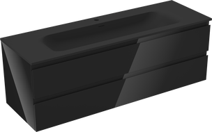 Mexen Orio шкаф за баня 140 см с мивка Vela, 2 чекмеджета, черен гланц/черен мат