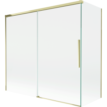 Mexen Rox преграда за вана, 2-крилен плъзгащ се механизъм 170 + 80 x 150 cm, прозрачен, златен - 8C9-170-080-50-00