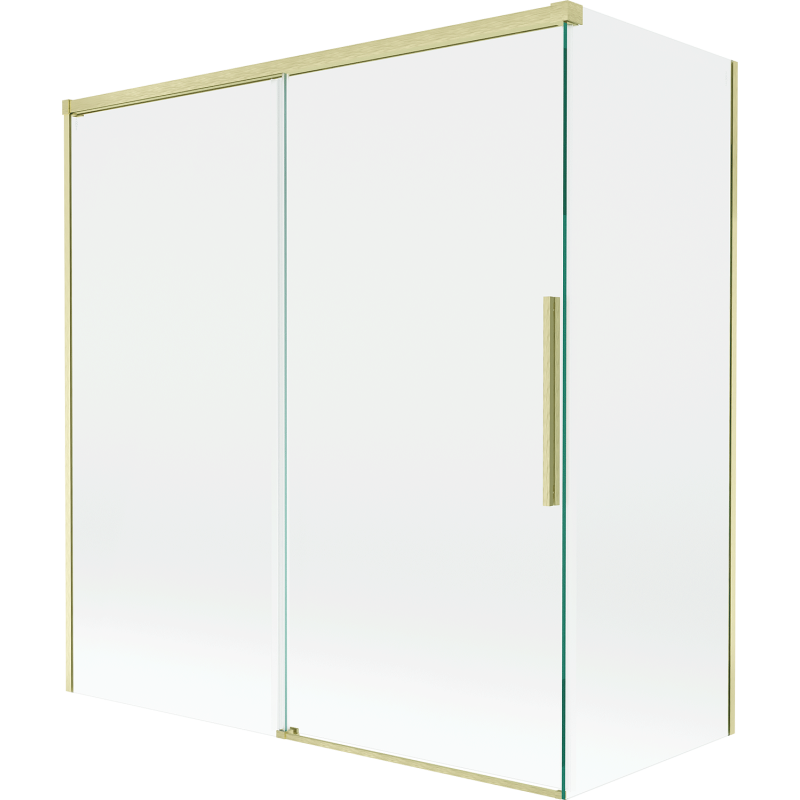 Mexen Rox сгъваем двукрилен параван за вана 150 + 70 x 150 cm, прозрачен, златистo мат - 8C9-150-070-55-00