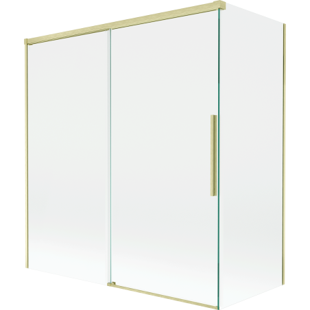 Mexen Rox сгъваем двукрилен параван за вана 150 + 70 x 150 cm, прозрачен, златистo мат - 8C9-150-070-55-00