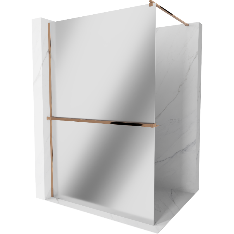 Mexen Kioto+ Душ кабина с рафт Walk-in 90 x 200 cm, огледало, розово злато - 800-090-121-60-50