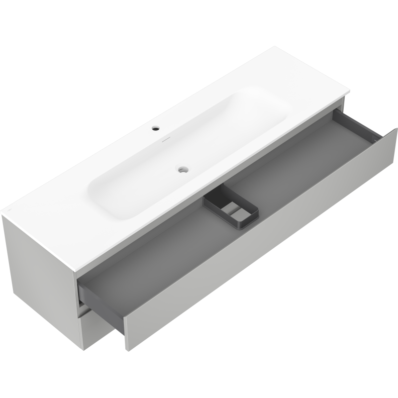 Mexen Orio Шкаф за баня 160 см с мивка Vela, 2 чекмеджета, сиво мат/бяло мат - 91A10-16047-2-BFF62-W23M01