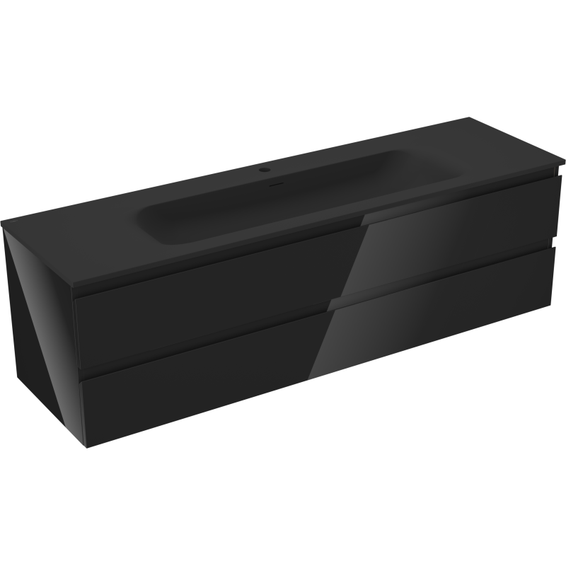 Mexen Orio шкаф за баня 160 см с мивка Vela, 2 чекмеджета, черен гланц/черен мат