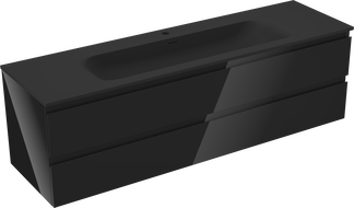 Mexen Orio шкаф за баня 160 см с мивка Vela, 2 чекмеджета, черен гланц/черен мат