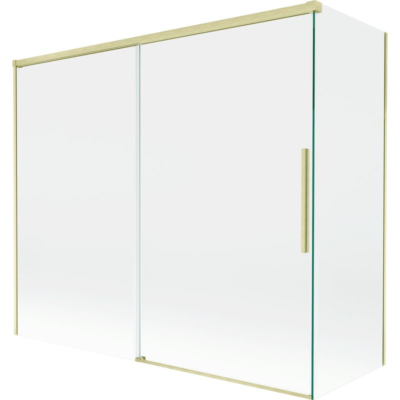 Mexen Rox стенен параван за баня 2-крилен плъзгащ 180 + 90 x 150 см, прозрачен, златист мат - 8C9-180-090-55-00