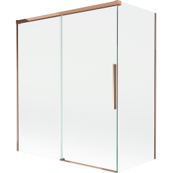 Mexen Rox 2-крилен подвижен параван за вана 140 + 70 x 150 см, прозрачен, розово злато - 8C9-140-070-60-00