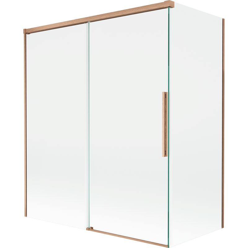Mexen Rox двукрила разгъваема вана 140 + 70 x 150 cm, прозрачна, изчеткан мед - 8C9-140-070-65-00