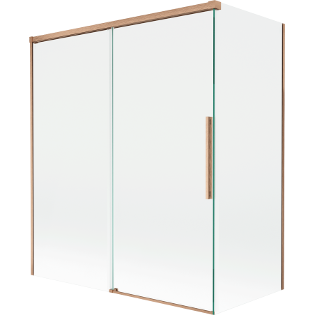 Mexen Rox двукрила разгъваема вана 140 + 70 x 150 cm, прозрачна, изчеткан мед - 8C9-140-070-65-00
