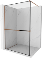 Mexen Kioto+ стена за душ с плъзгаща се врата 90 x 200 см, черен модел, розово злато - 800-090-121-60-70
