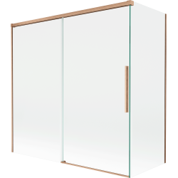 Mexen Rox плъзгащ се двукрилен екран за вана 160 + 70 x 150 см, прозрачен, четкана мед - 8C9-160-070-65-00