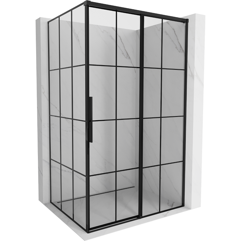 Mexen Rox плъзгаща се дясна душ кабина 95 x 85 см, черна решетка, черна - 8C2-095-085-70-77-P