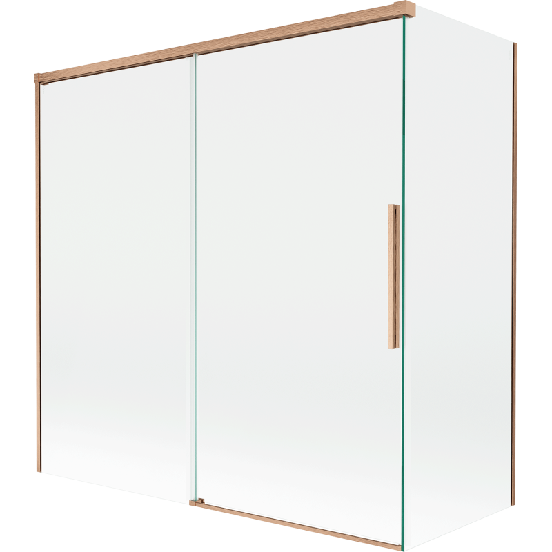 Mexen Rox плъзгащ се двуместен душ параван 160 + 80 x 150 см, прозрачен, полирана мед - 8C9-160-080-65-00