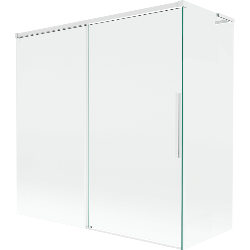 Mexen Rox L сгъваем дущ параван с 2 крила 160 + 80 x 150 cm, прозрачен, бял - 8C9L-160-080-20-00