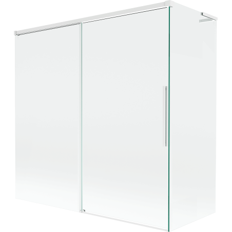 Mexen Rox L сгъваем дущ параван с 2 крила 160 + 80 x 150 cm, прозрачен, бял - 8C9L-160-080-20-00